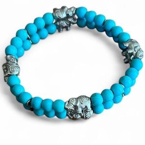 Turquoise Beaded Bracelet with Silver Accents